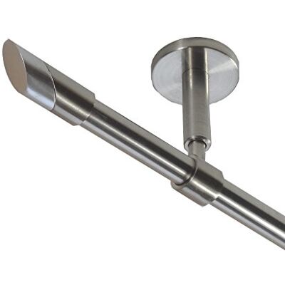 BASIT Gardinenstange Edelstahllook 16mm 1-läufig Decke Wand 120cm lang D11 Gardinenstangenset einläufig Deckenmontage & Wandmontage Metall Vorhangstange 120-600cm wählbar Kappe Schräge E13 BASIT Gardinenstange Edelstahllook 16mm 1-läufig Decke Wand 120cm lang D11 Gardinenstangenset einläufig Deckenmontage & Wandmontage Metall Vorhangstange 120-600cm wählbar Kappe Schräge E13