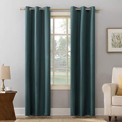 SUN ZERO Cooper Thermal Insulated Room Darkening Grommet Curtain Panel, 40" x 95", Teal SUN ZERO Cooper Thermal Insulated Room Darkening Grommet Curtain Panel, 40" x 95", Teal