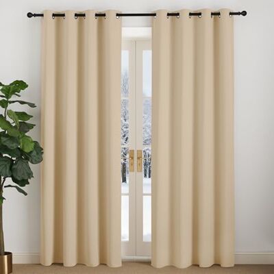 NICETOWN Vorhänge Blickdicht Beige Thermogardine Kälteschutz Ösenvorhänge Biscotti Beige, H220 x B140 cm, 2er Set, Thermovorhang Tür, Vorhang Sonnenschutz Innen, Curtains for Bedroom, Gardinen Modern NICETOWN Vorhänge Blickdicht Beige Thermogardine Kälteschutz Ösenvorhänge Biscotti Beige, H220 x B140 cm, 2er Set, Thermovorhang Tür, Vorhang Sonnenschutz Innen, Curtains for Bedroom, Gardinen Modern