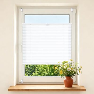 HOMEDEMO Plissee ohne Bohren Klemmfix Weiß 105x130cm (BxH) Plissees mit Klemmträger, lichtdurchlässig aber Blickdicht Plisseerollo Sichtschutz & Sonnenschutz für Fenster & Tür HOMEDEMO Plissee ohne Bohren Klemmfix Weiß 105x130cm (BxH) Plissees mit Klemmträger, lichtdurchlässig aber Blickdicht Plisseerollo Sichtschutz & Sonnenschutz für Fenster & Tür