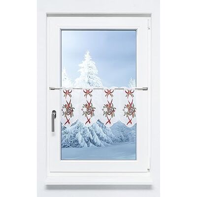 Plauener Spitze Scheibengardine Lebkuchen (Bx H) 64.80cm * 30cm Rot/rot-braun Plauener Spitze Scheibengardine Lebkuchen (Bx H) 64.80cm * 30cm Rot/rot-braun