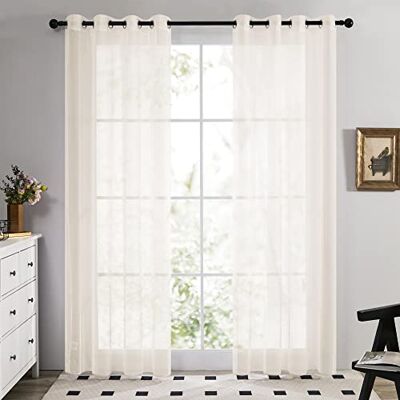 Deconovo Vorhang Transparent Gardinen Transparent Ösenvorhang Creme 2er Set, H290 x B140 cm,gardinen weiss halbtransparent, vorhang durchsichtig, schlafzimmer gardinen, curtains living room Deconovo Vorhang Transparent Gardinen Transparent Ösenvorhang Creme 2er Set, H290 x B140 cm,gardinen weiss halbtransparent, vorhang durchsichtig, schlafzimmer gardinen, curtains living room