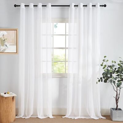 NICETOWN Voile Gardinen Weiss Wohnzimmer Vorhange mit Ösen Transparente H 245 x B 140 cm, 2er Set, Geeignet für Schlafzimmer und Kinderzimmer, Modern, Leinenoptik, Store Vorhang, Sichtschutz NICETOWN Voile Gardinen Weiss Wohnzimmer Vorhange mit Ösen Transparente H 245 x B 140 cm, 2er Set, Geeignet für Schlafzimmer und Kinderzimmer, Modern, Leinenoptik, Store Vorhang, Sichtschutz