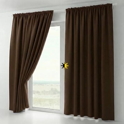 BEAUTEX 2er Set Kräuselband Verdunkelungsvorhang mit U-Band, Gardinen abdunkelnd und Blickdicht (B=140 cm, H=145 cm, Dunkelbraun) BEAUTEX 2er Set Kräuselband Verdunkelungsvorhang mit U-Band, Gardinen abdunkelnd und Blickdicht (B=140 cm, H=145 cm, Dunkelbraun)