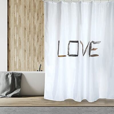 MSV Anti-Schimmel Duschvorhang Anti-Bakteriell, waschbar, wasserdicht, Polyester, 180x200cm Love Weiß MSV Anti-Schimmel Duschvorhang Anti-Bakteriell, waschbar, wasserdicht, Polyester, 180x200cm Love Weiß
