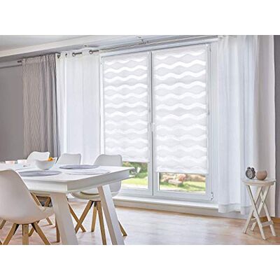 K-HOME Welle Doppelrollos 200x95 cm weiß - Rollo K-HOME Welle Doppelrollos 200x95 cm weiß - Rollo