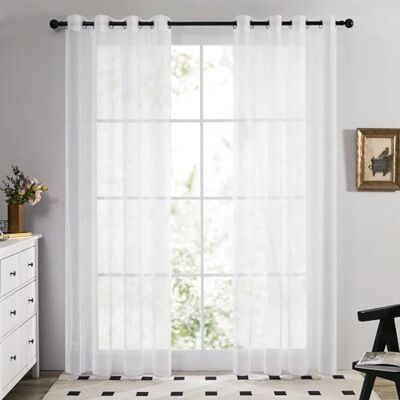 Deconovo Vorhang Transparent Gardinen Transparent Ösenvorhang Weiß 2er Set, H180 x B140 cm,gardinen weiss halbtransparent, vorhang durchsichtig, schlafzimmer gardinen, curtains living room Deconovo Vorhang Transparent Gardinen Transparent Ösenvorhang Weiß 2er Set, H180 x B140 cm,gardinen weiss halbtransparent, vorhang durchsichtig, schlafzimmer gardinen, curtains living room
