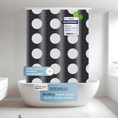 Rapid Teck Halb-Kassetten Duschrollo 60 cm x 240 cm in verschiedenen Designs Duschvorhang mit Seilzug – moderner Badewannenvorhang – platzsparendes Duschvorhang Rollo Rapid Teck Halb-Kassetten Duschrollo 60 cm x 240 cm in verschiedenen Designs Duschvorhang mit Seilzug – moderner Badewannenvorhang – platzsparendes Duschvorhang Rollo