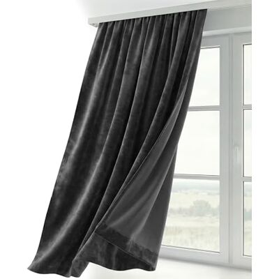 BEAUTEX Samt Vorhang Kräuselband U-Band Gardine Velvet abdunkelnd und Blickdicht, 140x145 cm (Breite 140 cm, Höhe 145 cm, Dunkelgrau) BEAUTEX Samt Vorhang Kräuselband U-Band Gardine Velvet abdunkelnd und Blickdicht, 140x145 cm (Breite 140 cm, Höhe 145 cm, Dunkelgrau)