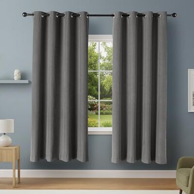 Amazon 100% Verdunkelungsvorhänge mit Ösen, 2er Set, 132 x 213 cm, Schwarz Amazon 100% Verdunkelungsvorhänge mit Ösen, 2er Set, 132 x 213 cm, Schwarz
