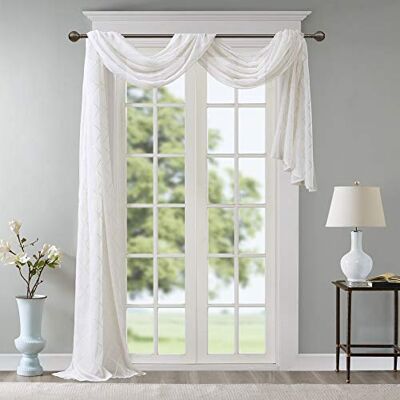 Madison Park Irina transparenter Vorhangschal mit Stickerei, für Küche, Übergangsstoff, durchscheinend, einzelner Vorhang, Schal für Wohnzimmer, leicht, Privatsphäre, diffuses Sonnenlicht, 1 Madison Park Irina transparenter Vorhangschal mit Stickerei, für Küche, Übergangsstoff, durchscheinend, einzelner Vorhang, Schal für Wohnzimmer, leicht, Privatsphäre, diffuses Sonnenlicht, 1