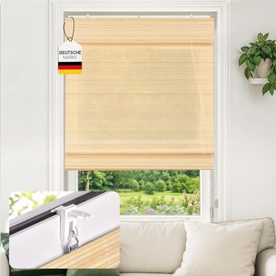 Victoria Klemmfix Bambus Raffrollo Sonnenschutz Sichtschutz Rollo Seitenzugrollo ohne Bohren, für Fenster und Türen, 50 x 130 cm, Natur Victoria Klemmfix Bambus Raffrollo Sonnenschutz Sichtschutz Rollo Seitenzugrollo ohne Bohren, für Fenster und Türen, 50 x 130 cm, Natur