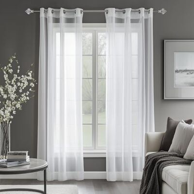 Deconovo Stores Gardinen mit Ösen Ösenvorhang Transparent Leinenoptik Vorhang Gardine Voile, 180x140 cm(HöhexBreite), Weiß, 2er Set Deconovo Stores Gardinen mit Ösen Ösenvorhang Transparent Leinenoptik Vorhang Gardine Voile, 180x140 cm(HöhexBreite), Weiß, 2er Set