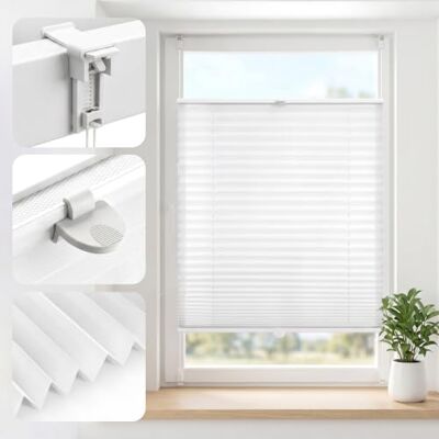 SALCAR Plissee ohne Bohren Klemmfix für Fenster & Türen, lichtdurchlässig & Blickdicht, Faltrollo stufenlos verstellbar, Sichtschutz mit Alu-Leisten, Weiß, B 50 x H 130 cm SALCAR Plissee ohne Bohren Klemmfix für Fenster & Türen, lichtdurchlässig & Blickdicht, Faltrollo stufenlos verstellbar, Sichtschutz mit Alu-Leisten, Weiß, B 50 x H 130 cm