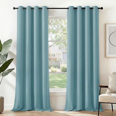 Deconovo Blickdichter Thermovorhang mit Ösen Thermovorhang Himmelblau 2er Set, H280 x B140 cm, Verdunklungsgardine, Thermovorhang, Sichtschutz, UV-Schutz, mit Ösen, für Schlafzimmer,für Büro Deconovo Blickdichter Thermovorhang mit Ösen Thermovorhang Himmelblau 2er Set, H280 x B140 cm, Verdunklungsgardine, Thermovorhang, Sichtschutz, UV-Schutz, mit Ösen, für Schlafzimmer,für Büro