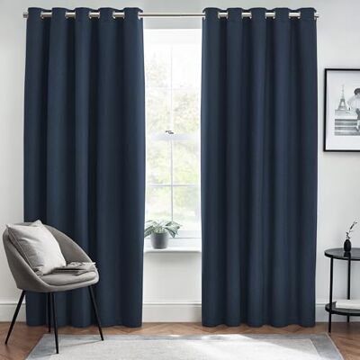 Furn. Dawn Texturierte Fertigvorhänge Dunkelblau - Vorhänge Furn. Dawn Texturierte Fertigvorhänge Dunkelblau - Vorhänge