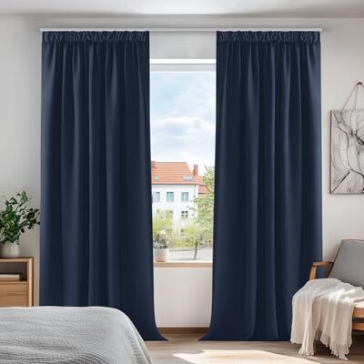 Deconovo Gardinen Vorhang Blickdicht Verdunklungsvorhänge Deko Dunkelblau 2er Set, H 220 x B 140 cm, Thermovorhang, für Wohnzimmer, Schlafzimmer Gardinen, Thermal Curtain, Gardinen für Schienensystem Deconovo Gardinen Vorhang Blickdicht Verdunklungsvorhänge Deko Dunkelblau 2er Set, H 220 x B 140 cm, Thermovorhang, für Wohnzimmer, Schlafzimmer Gardinen, Thermal Curtain, Gardinen für Schienensystem