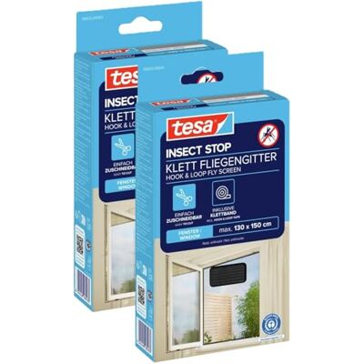 tesa Insect Stop Standard Fliegengitter für Fenster im 2er Pack Insektenschutz zuschneidbar Mückenschutz ohne Bohren 2 x Fliegen Netz 100 cm x 100 cm Anthrazit tesa Insect Stop Standard Fliegengitter für Fenster im 2er Pack Insektenschutz zuschneidbar Mückenschutz ohne Bohren 2 x Fliegen Netz 100 cm x 100 cm Anthrazit