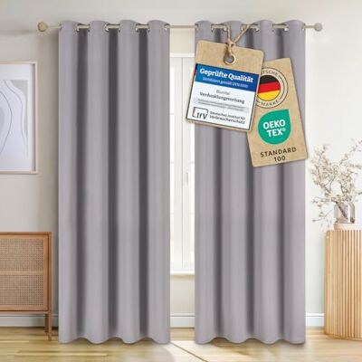 Blumtal Verdunklungsvorhänge 2er Set Thermovorhang Hitzeschutz Vorhang Blickdicht mit Ösen Gardinenschals mit Schlaufen Lärmschutzvorhang-Gardinen 175x140cm Vorhänge Grau Gardine Grau Blumtal Verdunklungsvorhänge 2er Set Thermovorhang Hitzeschutz Vorhang Blickdicht mit Ösen Gardinenschals mit Schlaufen Lärmschutzvorhang-Gardinen 175x140cm Vorhänge Grau Gardine Grau