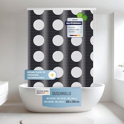 Rapid Teck Halb-Kassetten Duschrollo 160 cm x 240 cm in verschiedenen Designs Duschvorhang mit Seilzug – moderner Badewannenvorhang – platzsparendes Duschvorhang Rollo Rapid Teck Halb-Kassetten Duschrollo 160 cm x 240 cm in verschiedenen Designs Duschvorhang mit Seilzug – moderner Badewannenvorhang – platzsparendes Duschvorhang Rollo