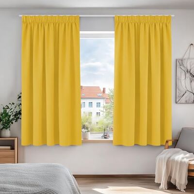 Deconovo Gardinen für Schienensystem Blickdicht Vorhänge UV-schutz Senfgelb 2er Set, H 138 x B 117 cm, Thermal Curtains, Schlafzimmer Gardinen, Raumtrenner Vorhang, Gardinen Kurz, für Schienensystem Deconovo Gardinen für Schienensystem Blickdicht Vorhänge UV-schutz Senfgelb 2er Set, H 138 x B 117 cm, Thermal Curtains, Schlafzimmer Gardinen, Raumtrenner Vorhang, Gardinen Kurz, für Schienensystem