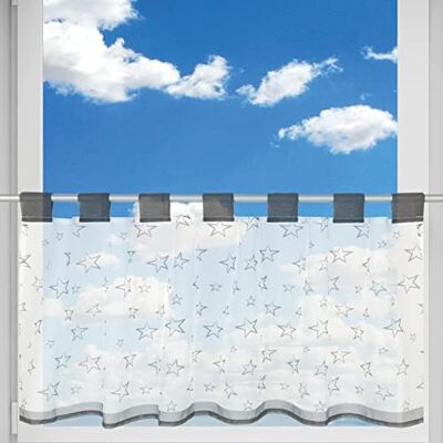 Bestlivings Bistrogardine (Sterne) mit Schlaufenaufhängung (45 x 120 cm), transparente Uni Scheibengardine, Vorhang, Kurzgardine, Voile Gardine Bestlivings Bistrogardine (Sterne) mit Schlaufenaufhängung (45 x 120 cm), transparente Uni Scheibengardine, Vorhang, Kurzgardine, Voile Gardine