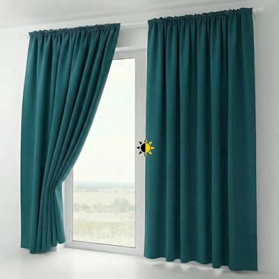 BEAUTEX 2er Set Kräuselband Verdunkelungsvorhang mit U-Band, Gardinen abdunkelnd und Blickdicht (B=300 cm, H=245 cm, Petrol) BEAUTEX 2er Set Kräuselband Verdunkelungsvorhang mit U-Band, Gardinen abdunkelnd und Blickdicht (B=300 cm, H=245 cm, Petrol)