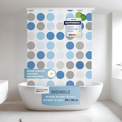 Rapid Teck Halb-Kassetten Duschrollo 160 cm x 240 cm in verschiedenen Designs Duschvorhang mit Seilzug – moderner Badewannenvorhang – platzsparendes Duschvorhang Rollo Rapid Teck Halb-Kassetten Duschrollo 160 cm x 240 cm in verschiedenen Designs Duschvorhang mit Seilzug – moderner Badewannenvorhang – platzsparendes Duschvorhang Rollo