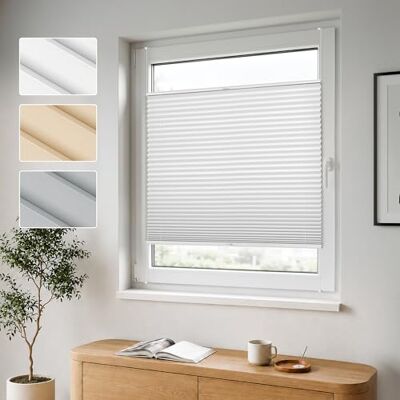 Jalousiescout TDBU Plissee Klemmfix ohne Bohren, 35x100cm (BxH), Weiß Easyfix Allday Plisseerollo Faltrollo Sichtschutz Fenster Sonnenschutz, Klemmträger Lichtdurchlässig Rollo für Fenster & Tür Jalousiescout TDBU Plissee Klemmfix ohne Bohren, 35x100cm (BxH), Weiß Easyfix Allday Plisseerollo Faltrollo Sichtschutz Fenster Sonnenschutz, Klemmträger Lichtdurchlässig Rollo für Fenster & Tür