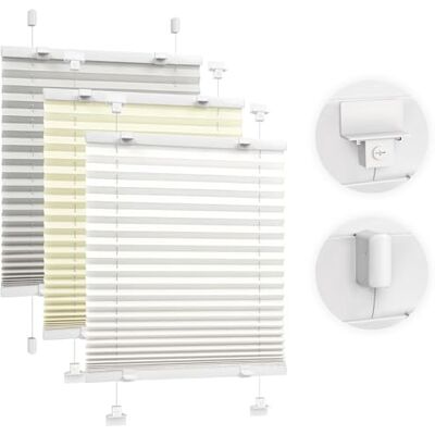 Victoria Easyfix Plissee Faltrollo ohne Bohren, zum Klemmen oder Kleben, Sonnenschutz Sichtschutz Fenster, 65 x 100 cm, Weiß Victoria Easyfix Plissee Faltrollo ohne Bohren, zum Klemmen oder Kleben, Sonnenschutz Sichtschutz Fenster, 65 x 100 cm, Weiß