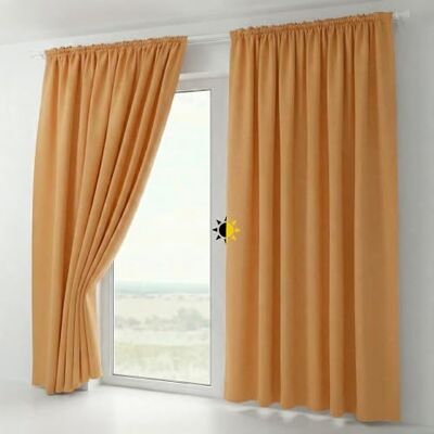 BEAUTEX 2er Set Kräuselband Verdunkelungsvorhang mit U-Band, Gardinen abdunkelnd und Blickdicht (B=140 cm, H=145 cm, Terra) BEAUTEX 2er Set Kräuselband Verdunkelungsvorhang mit U-Band, Gardinen abdunkelnd und Blickdicht (B=140 cm, H=145 cm, Terra)