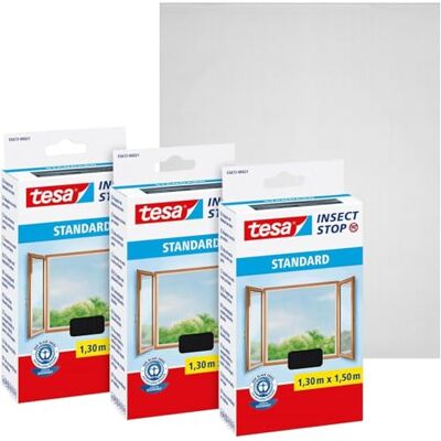 tesa Insect Stop Standard Fliegengitter für Fenster im 3er Pack Insektenschutz zuschneidbar Mückenschutz ohne Bohren 3 x Fliegen Netz 130 cm x 150 cm Anthrazit tesa Insect Stop Standard Fliegengitter für Fenster im 3er Pack Insektenschutz zuschneidbar Mückenschutz ohne Bohren 3 x Fliegen Netz 130 cm x 150 cm Anthrazit