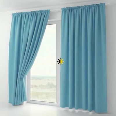 BEAUTEX 2er Set Kräuselband Verdunkelungsvorhang mit U-Band, Gardinen abdunkelnd und Blickdicht (B=140 cm, H=145 cm, Himmelblau) BEAUTEX 2er Set Kräuselband Verdunkelungsvorhang mit U-Band, Gardinen abdunkelnd und Blickdicht (B=140 cm, H=145 cm, Himmelblau)