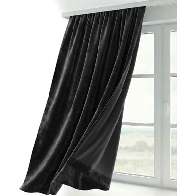 BEAUTEX Samt Vorhang Kräuselband U-Band Gardine Velvet abdunkelnd und Blickdicht, 300x245 cm (Breite 300 cm, Höhe 245 cm, Schwarz) BEAUTEX Samt Vorhang Kräuselband U-Band Gardine Velvet abdunkelnd und Blickdicht, 300x245 cm (Breite 300 cm, Höhe 245 cm, Schwarz)