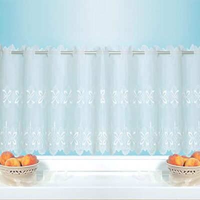 Bestlivings Bistrogardine (Blumen Ornament) mit Schlaufenaufhängung (45 x 155 cm), transparente Uni Scheibengardine, Vorhang, Kurzgardine, Voile Gardine Bestlivings Bistrogardine (Blumen Ornament) mit Schlaufenaufhängung (45 x 155 cm), transparente Uni Scheibengardine, Vorhang, Kurzgardine, Voile Gardine
