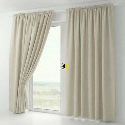 BEAUTEX 2er Set Kräuselband Verdunkelungsvorhang mit U-Band, Gardinen abdunkelnd und Blickdicht (B=140 cm, H=225 cm, Creme) BEAUTEX 2er Set Kräuselband Verdunkelungsvorhang mit U-Band, Gardinen abdunkelnd und Blickdicht (B=140 cm, H=225 cm, Creme)