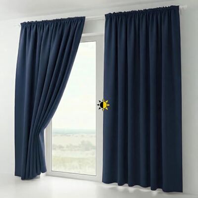 BEAUTEX 2er Set Kräuselband Verdunkelungsvorhang mit U-Band, Gardinen abdunkelnd und Blickdicht (B=140 cm, H=145 cm, Navyblau) BEAUTEX 2er Set Kräuselband Verdunkelungsvorhang mit U-Band, Gardinen abdunkelnd und Blickdicht (B=140 cm, H=145 cm, Navyblau)