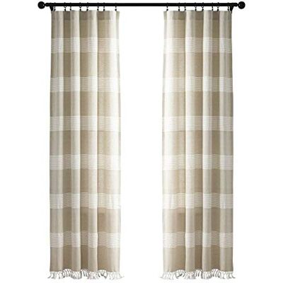 Lush Decor Tucker Streifen-Vorhang, gefärbt, Baumwolle, geknotet, Quaste, 213,4 x 101,6 cm, Taupe Lush Decor Tucker Streifen-Vorhang, gefärbt, Baumwolle, geknotet, Quaste, 213,4 x 101,6 cm, Taupe