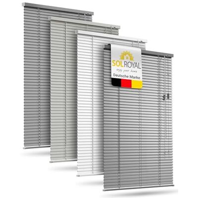 Sol Royal Alu Jalousien Fenster ohne Bohren inkl. Klemmträger Aluminium 80x130cm 80cm breit innen Silber Glänzend Sichtschutz Sonnenschutz Jalousie 25mm Lamellenrollo Klemmfix Fensterrollo JA2 Sol Royal Alu Jalousien Fenster ohne Bohren inkl. Klemmträger Aluminium 80x130cm 80cm breit innen Silber Glänzend Sichtschutz Sonnenschutz Jalousie 25mm Lamellenrollo Klemmfix Fensterrollo JA2