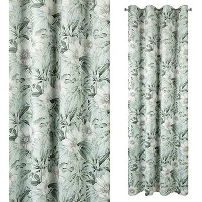 Eurofirany Vorhang Velvet Samt Grün Grüntöne Weiß Ösen Gardine Blätter Blumen Muster Blumenmuster 140x250 cm, 1 STK. Leicht Wohnzimmer Schlafzimmer Botanik Trend Eurofirany Vorhang Velvet Samt Grün Grüntöne Weiß Ösen Gardine Blätter Blumen Muster Blumenmuster 140x250 cm, 1 STK. Leicht Wohnzimmer Schlafzimmer Botanik Trend