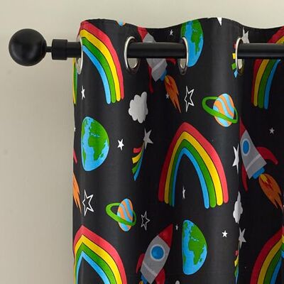 Catherine Lansfield Rainbow Rockets Vorhänge mit Ösen, wendbar, 168 x 183 cm, Schwarz Catherine Lansfield Rainbow Rockets Vorhänge mit Ösen, wendbar, 168 x 183 cm, Schwarz