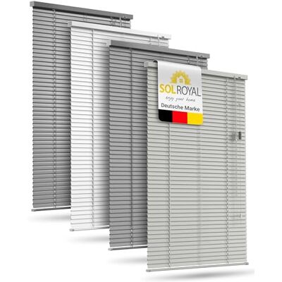 Sol Royal Alu Jalousie Fenster innen ohne Bohren inkl. Klemmträger 25mm 100x220cm 100cm breit Hellgrau Matt Aluminium Sichtschutz Sonnenschutz Jalousien Lamellenrollo Fensterjalousie Rollo JA2 Sol Royal Alu Jalousie Fenster innen ohne Bohren inkl. Klemmträger 25mm 100x220cm 100cm breit Hellgrau Matt Aluminium Sichtschutz Sonnenschutz Jalousien Lamellenrollo Fensterjalousie Rollo JA2