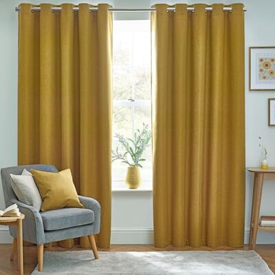 furn. Dawn Textured Blackout Ösenschals Thermisch Gefüttertes Paar (Senfgelb, Breite 168 x Länge 183cm) furn. Dawn Textured Blackout Ösenschals Thermisch Gefüttertes Paar (Senfgelb, Breite 168 x Länge 183cm)