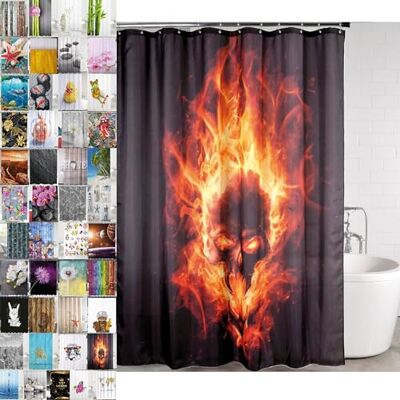 Sanilo Duschvorhang, viele schöne Duschvorhänge zur Auswahl, hochwertige Qualität, inkl. 12 Ringe, wasserdicht, Anti-Schimmel-Effekt (Totenkopf in Flammen, 180 x 200 cm) Sanilo Duschvorhang, viele schöne Duschvorhänge zur Auswahl, hochwertige Qualität, inkl. 12 Ringe, wasserdicht, Anti-Schimmel-Effekt (Totenkopf in Flammen, 180 x 200 cm)