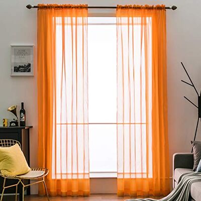 MIULEE Vorhänge Gardinen, Stangendurchzug Orange, 2er Set 225x140cm Transparente Gardine aus Voile, Luftig Leicht, Einfarbig Dekoschal für Wohnzimmer & Schlafzimmer MIULEE Vorhänge Gardinen, Stangendurchzug Orange, 2er Set 225x140cm Transparente Gardine aus Voile, Luftig Leicht, Einfarbig Dekoschal für Wohnzimmer & Schlafzimmer