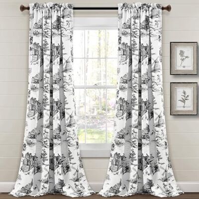 Lush Decor French Country Toile Room Verdunkelungsvorhang, 132,1 x 213,4 cm, Weiß und Anthrazit, 1 Paar Lush Decor French Country Toile Room Verdunkelungsvorhang, 132,1 x 213,4 cm, Weiß und Anthrazit, 1 Paar