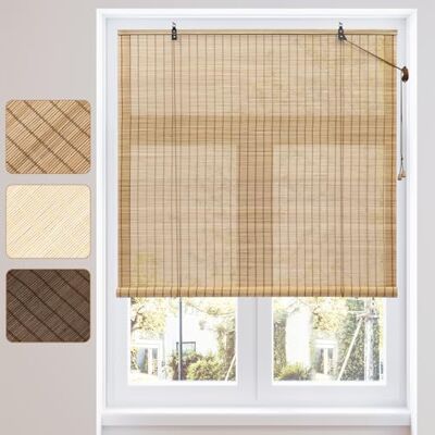 WOLTU Bambusrollo Sonnenschutz Sichtschutz Rollo, 60x220 cm, Braun Bambus Jalousie Raffrollo Seitenzugrollo, Lichtfilter Belüftung, für Fenster Tür Terrasse Balkon Garten WOLTU Bambusrollo Sonnenschutz Sichtschutz Rollo, 60x220 cm, Braun Bambus Jalousie Raffrollo Seitenzugrollo, Lichtfilter Belüftung, für Fenster Tür Terrasse Balkon Garten