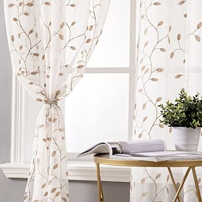 MIULEE Vorhang Voile Blumen Stickerei Vorhänge mit Ösen transparent Gardine 2 Stücke Ösenvorhang Gaze paarig schals Fensterschal für Wohnzimmer Schlafzimmer 260 cm x 140 cm(H x B) 2er-Set MIULEE Vorhang Voile Blumen Stickerei Vorhänge mit Ösen transparent Gardine 2 Stücke Ösenvorhang Gaze paarig schals Fensterschal für Wohnzimmer Schlafzimmer 260 cm x 140 cm(H x B) 2er-Set
