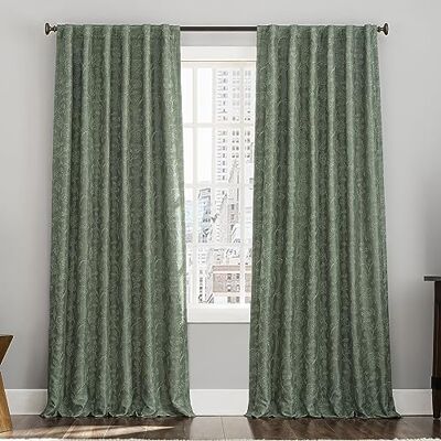 SUN ZERO Brookhaven Vorhang, Bestickt, Blumenmuster, plissiert, 100% Verdunkelung, 127 x 213 cm, Moos, 2 Stück SUN ZERO Brookhaven Vorhang, Bestickt, Blumenmuster, plissiert, 100% Verdunkelung, 127 x 213 cm, Moos, 2 Stück