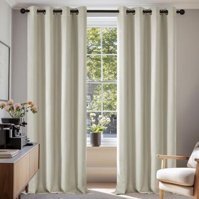 Deconovo Verdunkelungsvorhang Blickdicht Hitzeschutz Übergardinen Creme 2er Set, H260 x B140 cm, Thermo Vorhänge, Schlafzimmer Gardinen, Wohnzimmer Vorhang, Blackout Curtains, Sichtschutz Deconovo Verdunkelungsvorhang Blickdicht Hitzeschutz Übergardinen Creme 2er Set, H260 x B140 cm, Thermo Vorhänge, Schlafzimmer Gardinen, Wohnzimmer Vorhang, Blackout Curtains, Sichtschutz